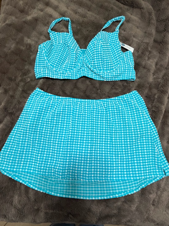 Other - Lane Bryant Gingham Blue 2 piece swim